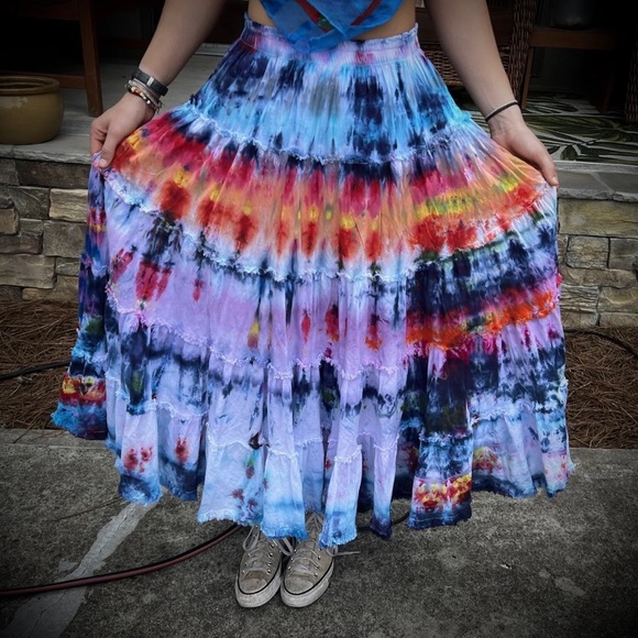 Custom Tie Dye skirt maxi skirt. Size Small-Large (single size) (elastic waist) - Picture 1 of 3